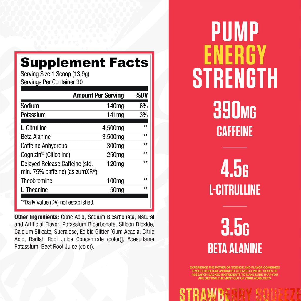 RYSE Loaded Pre Workout Powder - Pump, Energy & Focus

