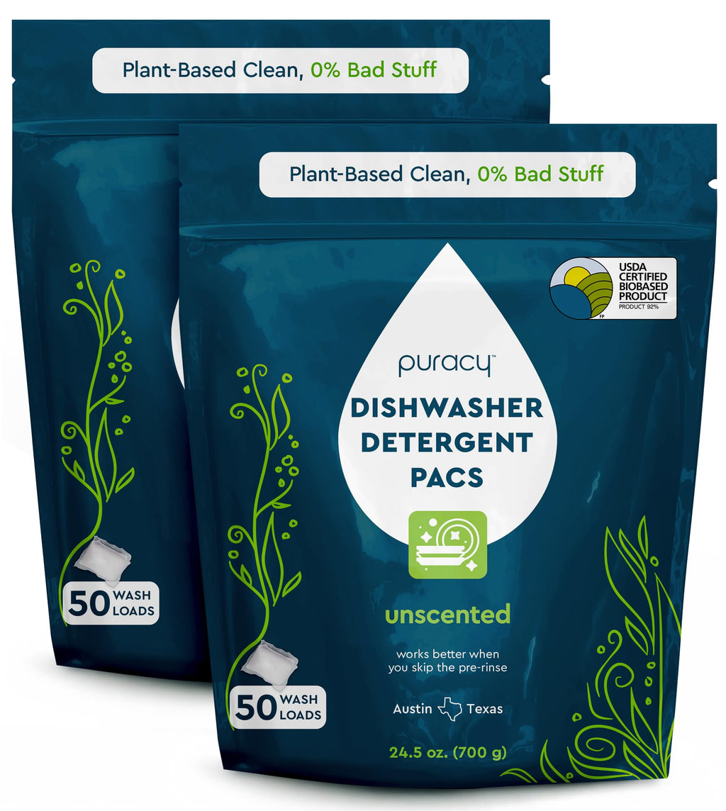 Puracy Dishwasher Pods - Natural Enzyme-Powered Dish Tabs

