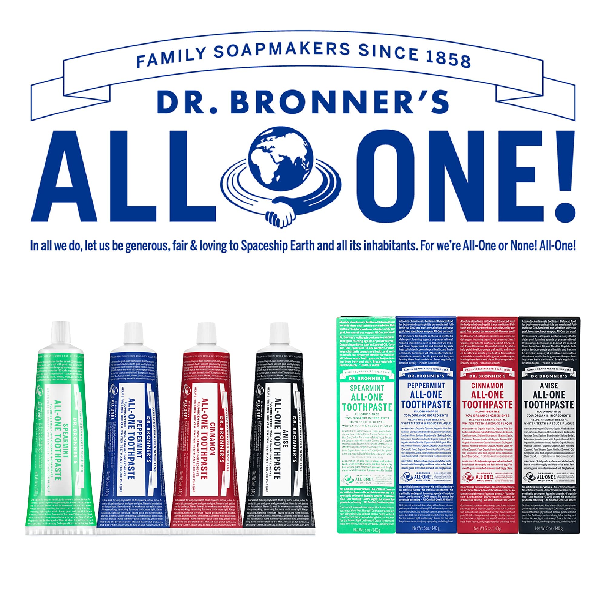 Dr. Bronner’s All-One Fluoride-Free Toothpaste - 70% Organic

