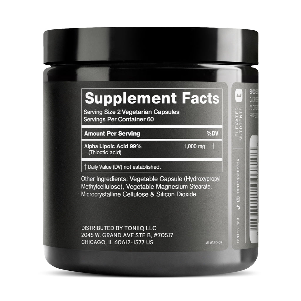 Toniiq Alpha Lipoic Acid Capsules — Ultra High Purity

