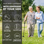 KingGear F1 Walking Cane - Lightweight Quad Base


