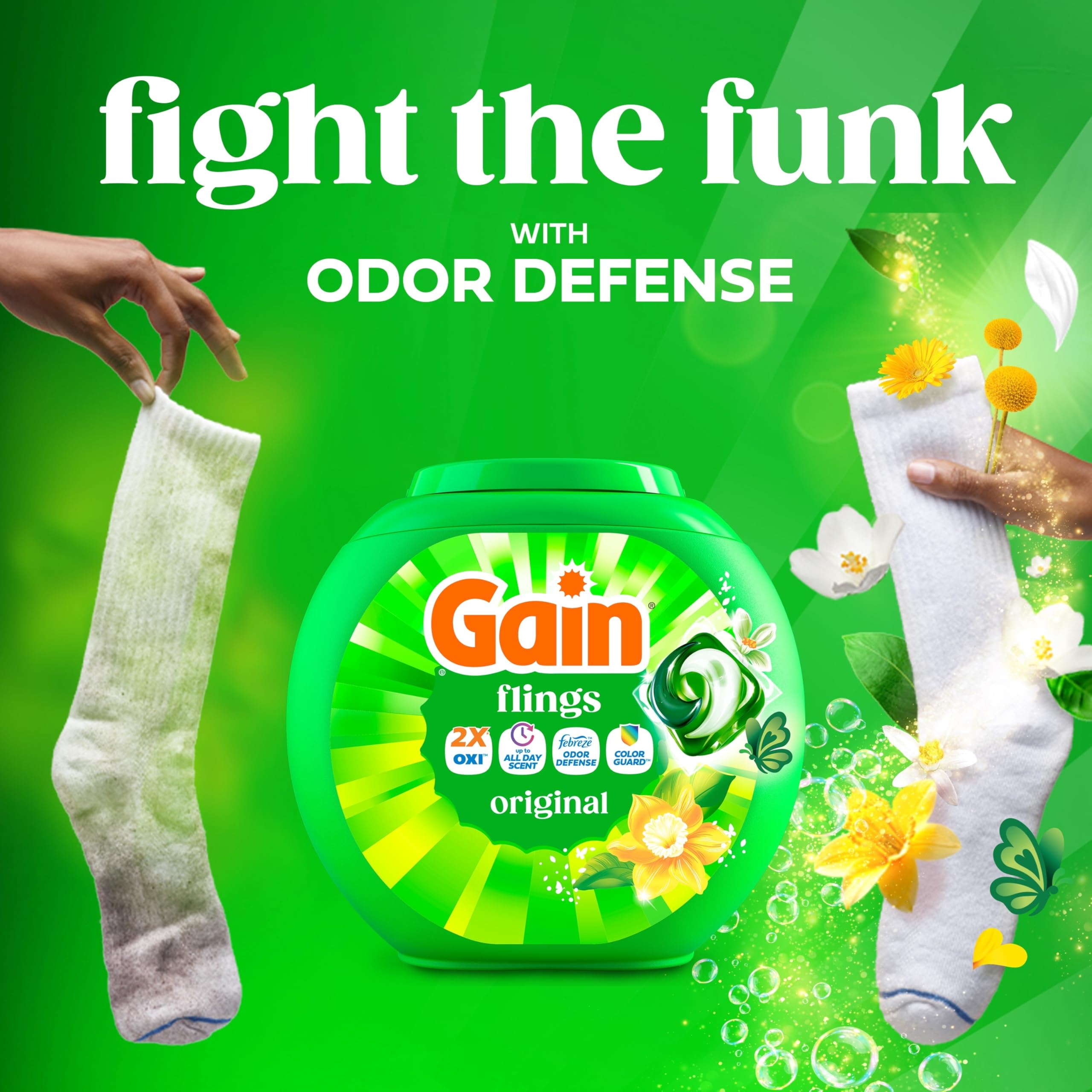 Gain Flings Liquid Laundry Pacs | Odor Defense

