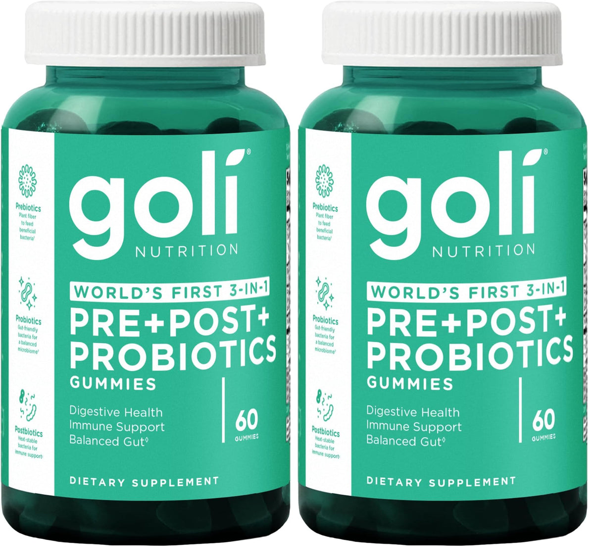 Goli Pre Pro Postbiotic Gummies - 3-in-1 Formula with DE111, XOS & MCC1849 (Vegan)