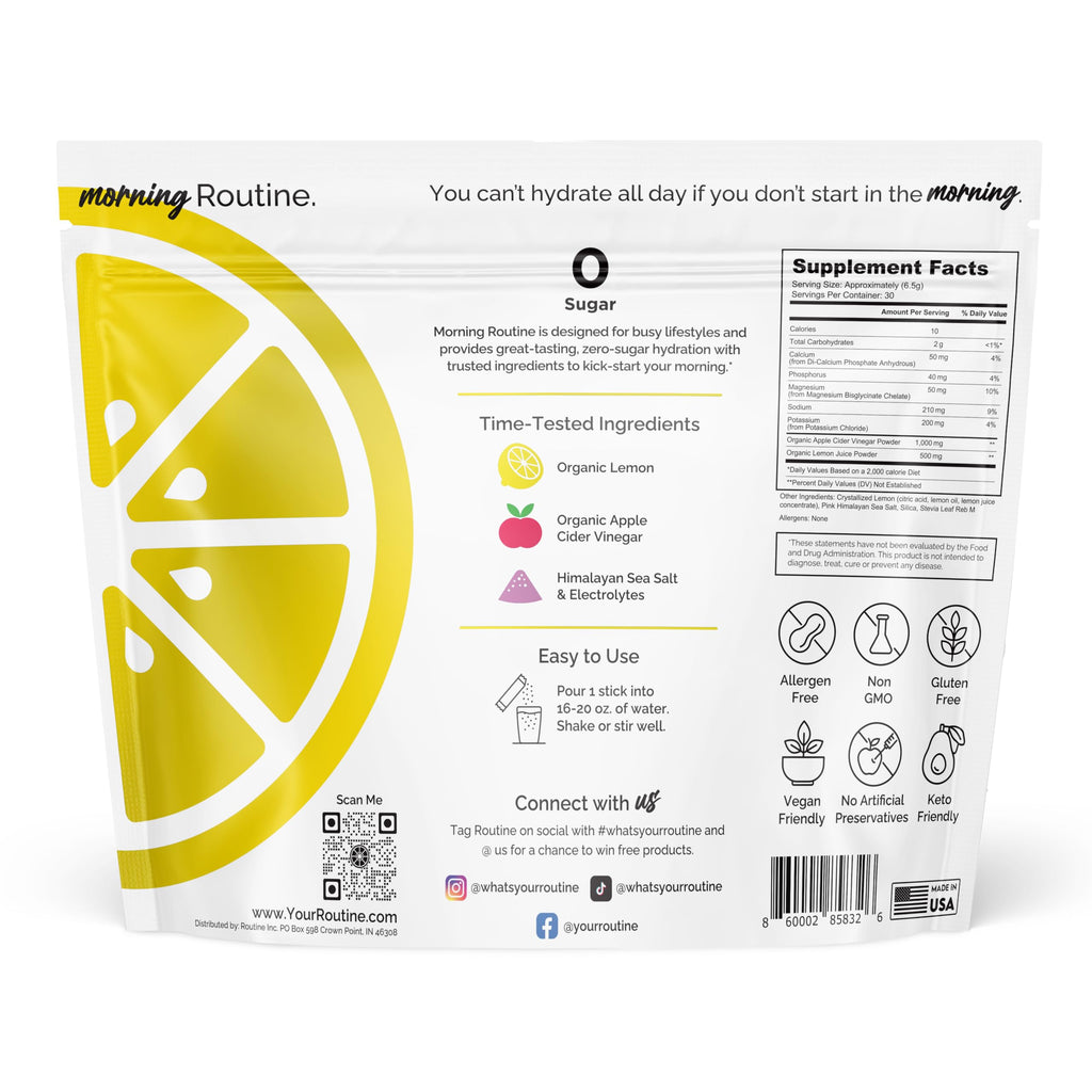 Morning Routine Electrolyte Powder | Lemon ACV Sea Salt

