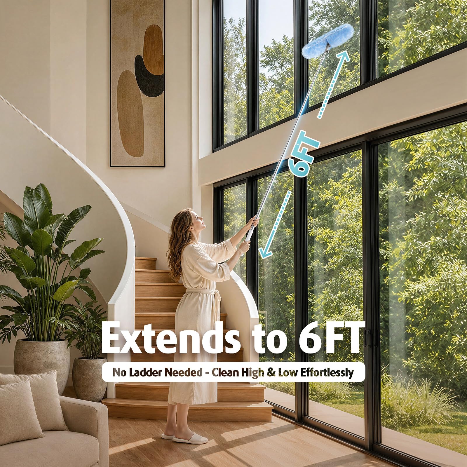 Extendable Microfiber Duster with Double-Head

