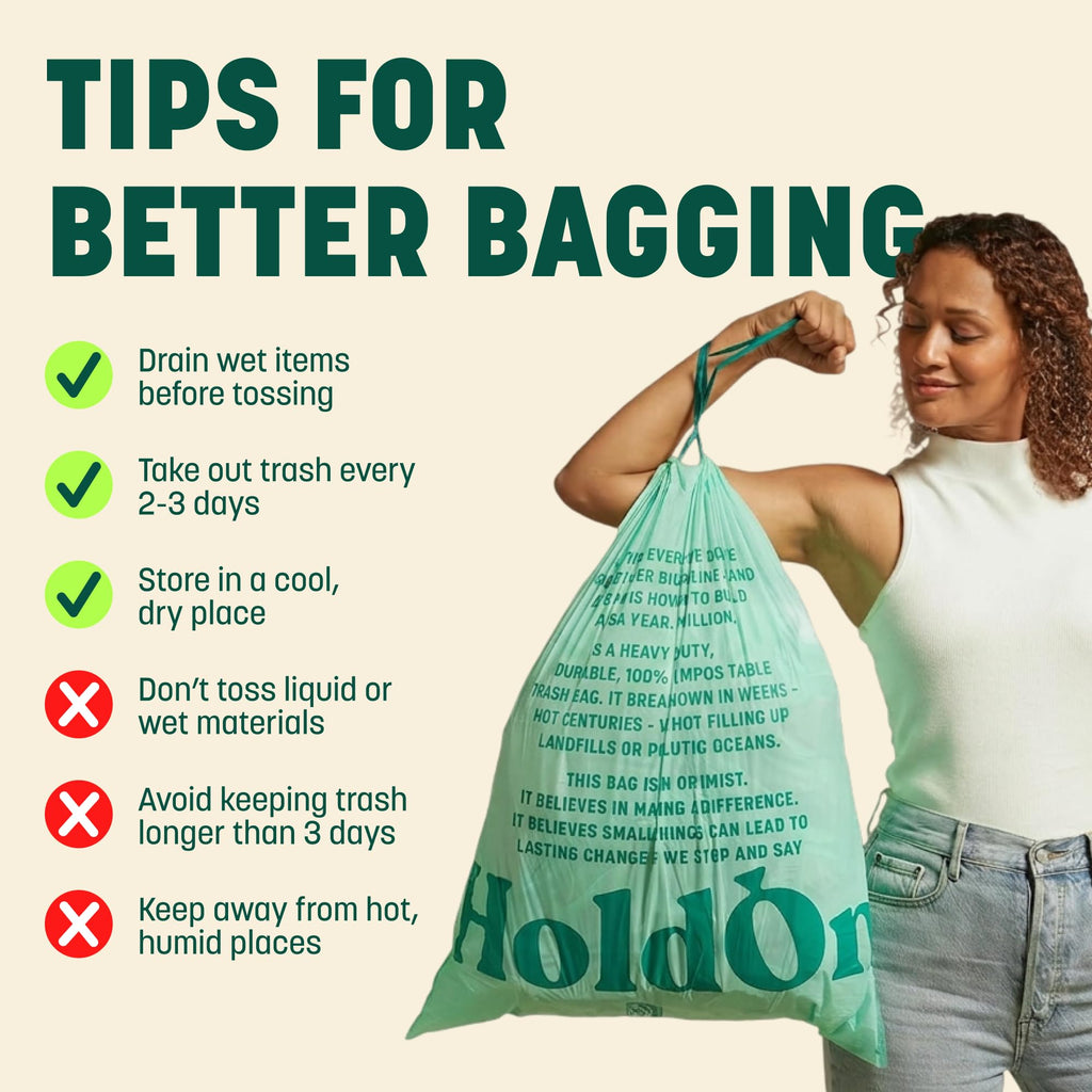 HoldOn Compostable Kitchen Bags | Leakproof Plant-Based

