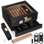 Tesonway Cedar Cigar Humidor with Glass Top

