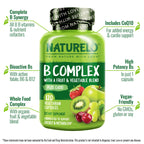 NATURELO Vitamin B Complex - Vegan CoQ10 & Methyl Folate


