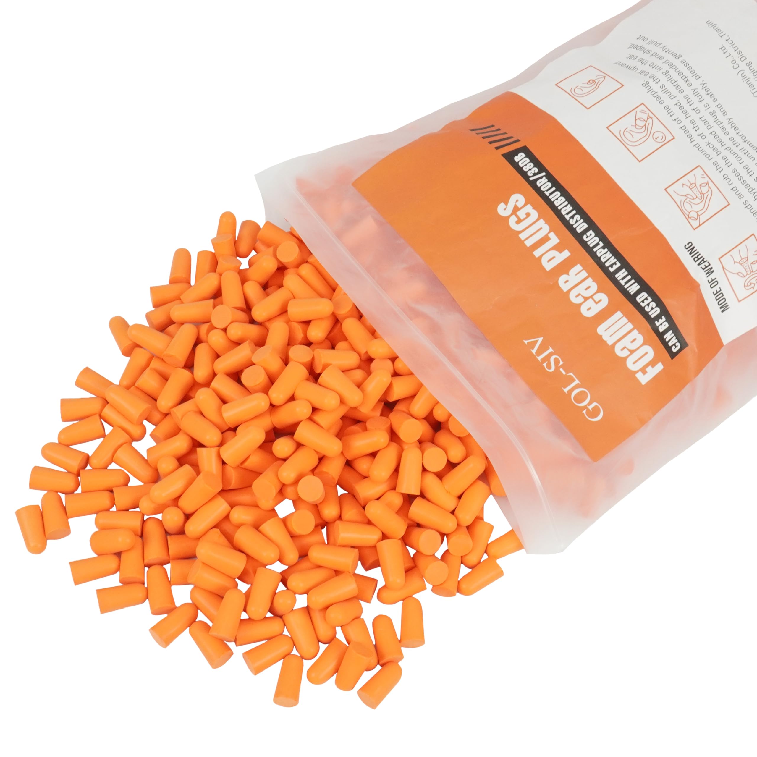 GOL-SIV Foam Ear Plugs with Cord - Individually Wrapped Hearing Protection
