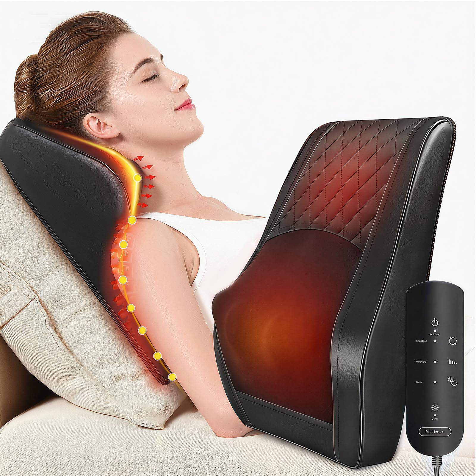 Boriwat Back Massager with Heat | Deep Tissue Shiatsu Pillow

