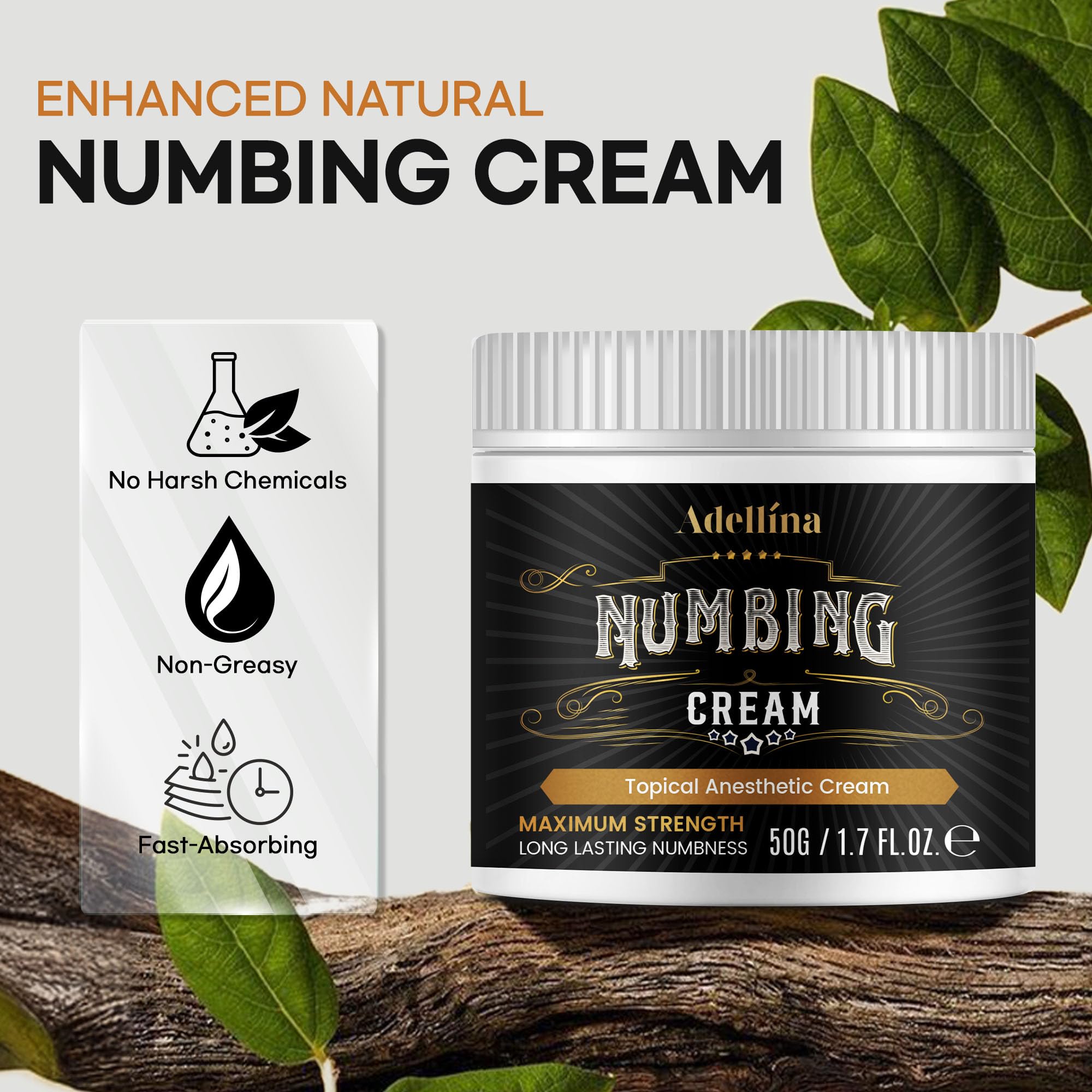 Adellina Numbing Cream Maximum Strength Arnica & Emu Oil

