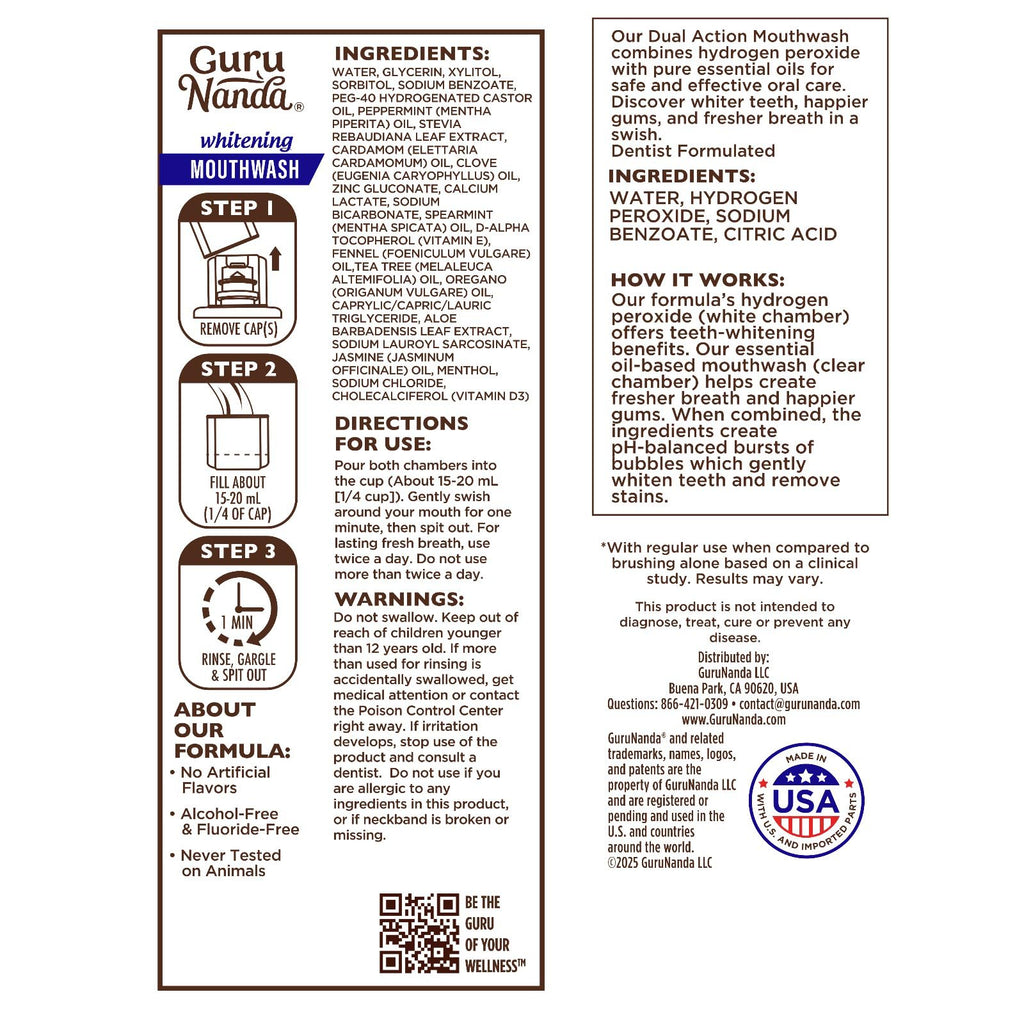 GuruNanda Dual Barrel Whitening Mouthwash - Wild Mint


