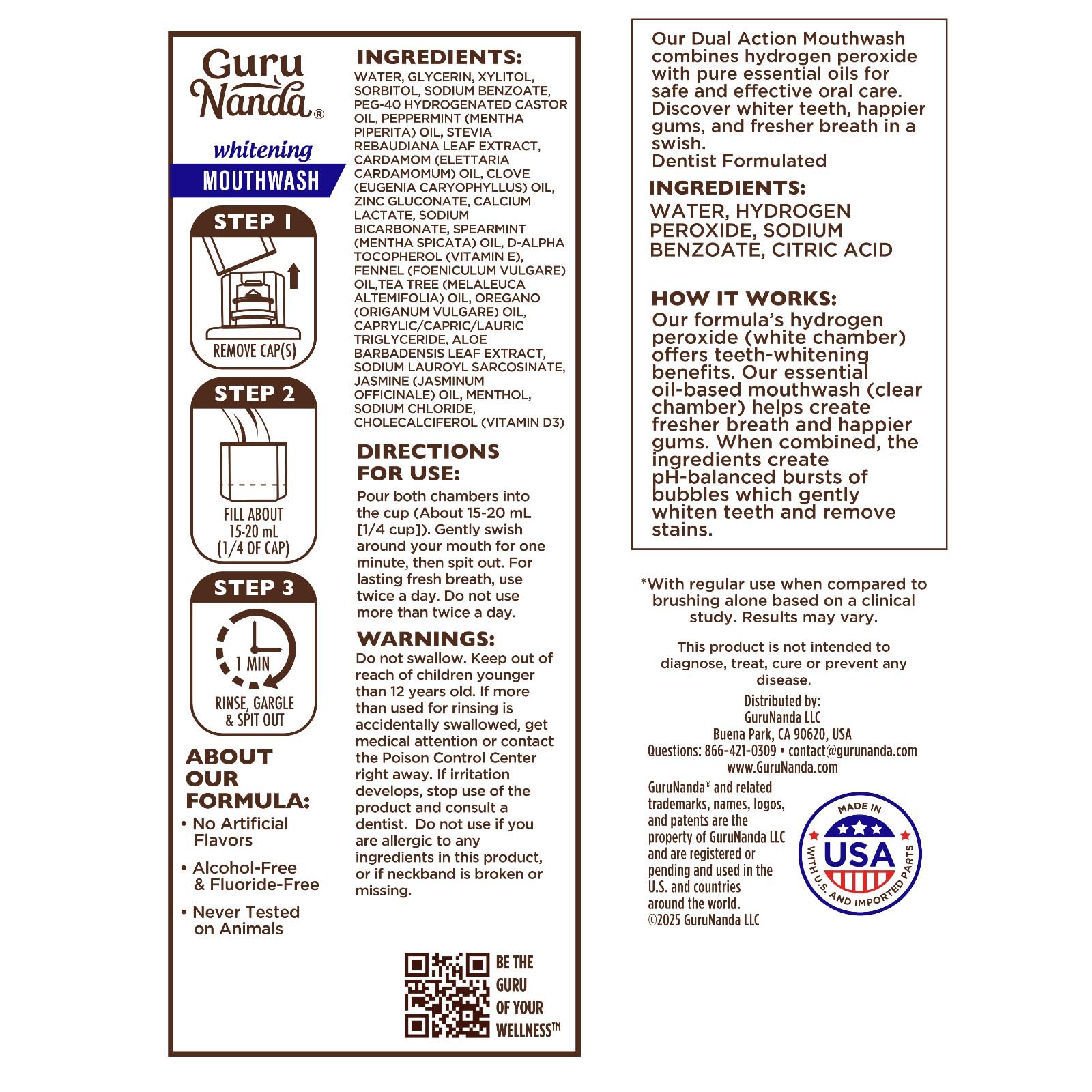 GuruNanda Dual Barrel Whitening Mouthwash - Wild Mint


