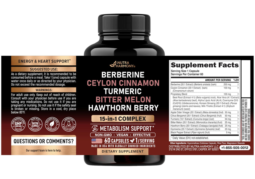 Berberine Metabolic Support Supplement | Heart & Energy

