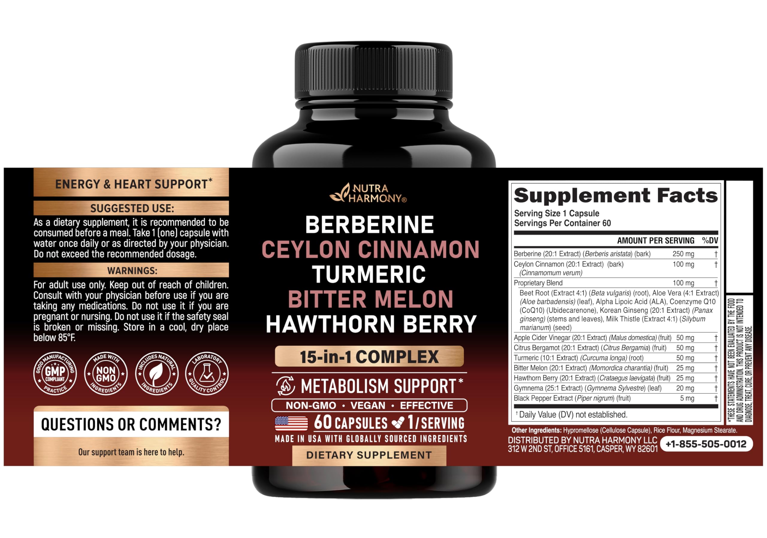 Berberine Metabolic Support Supplement | Heart & Energy

