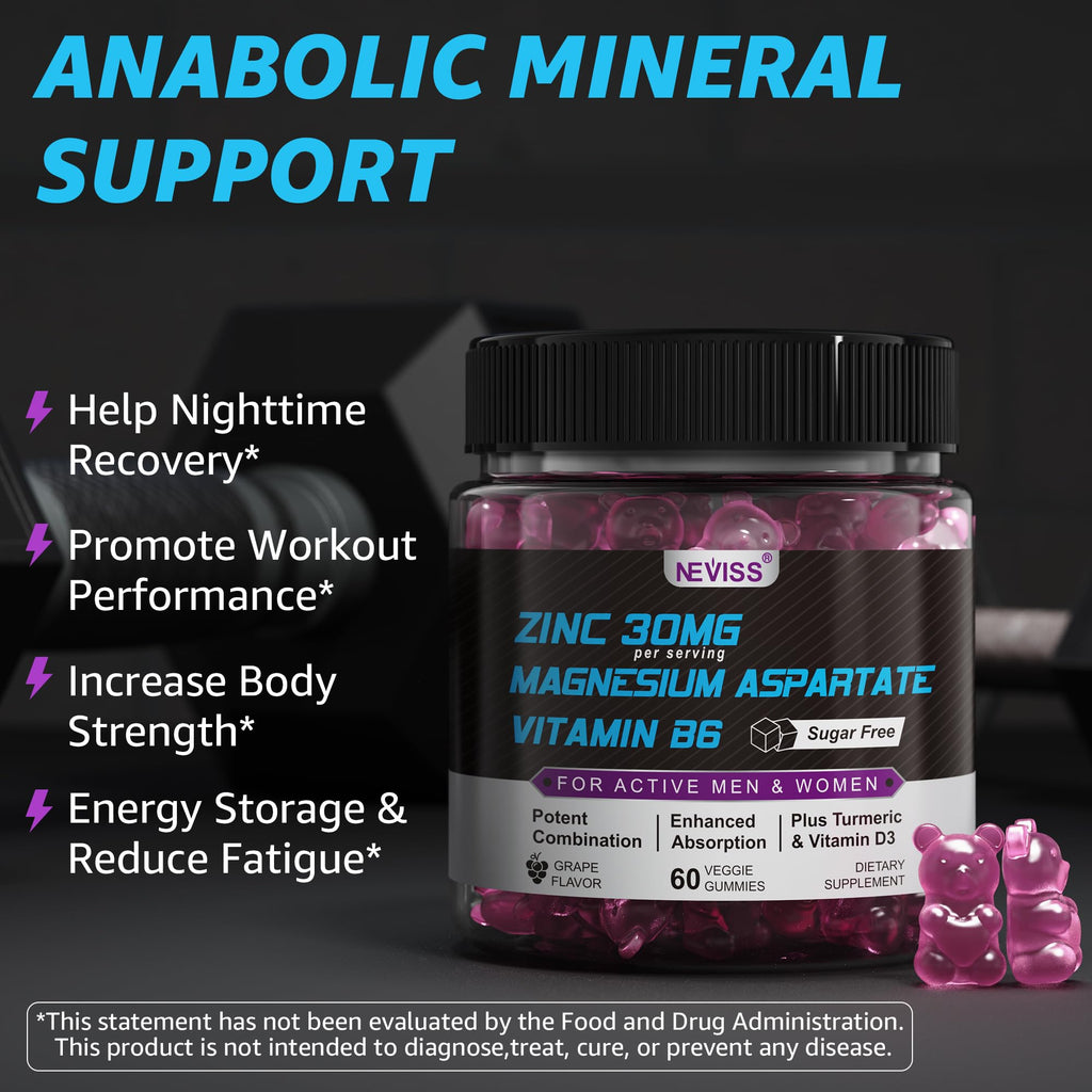 Neviss Zinc Magnesium Aspartate Gummies with Turmeric

