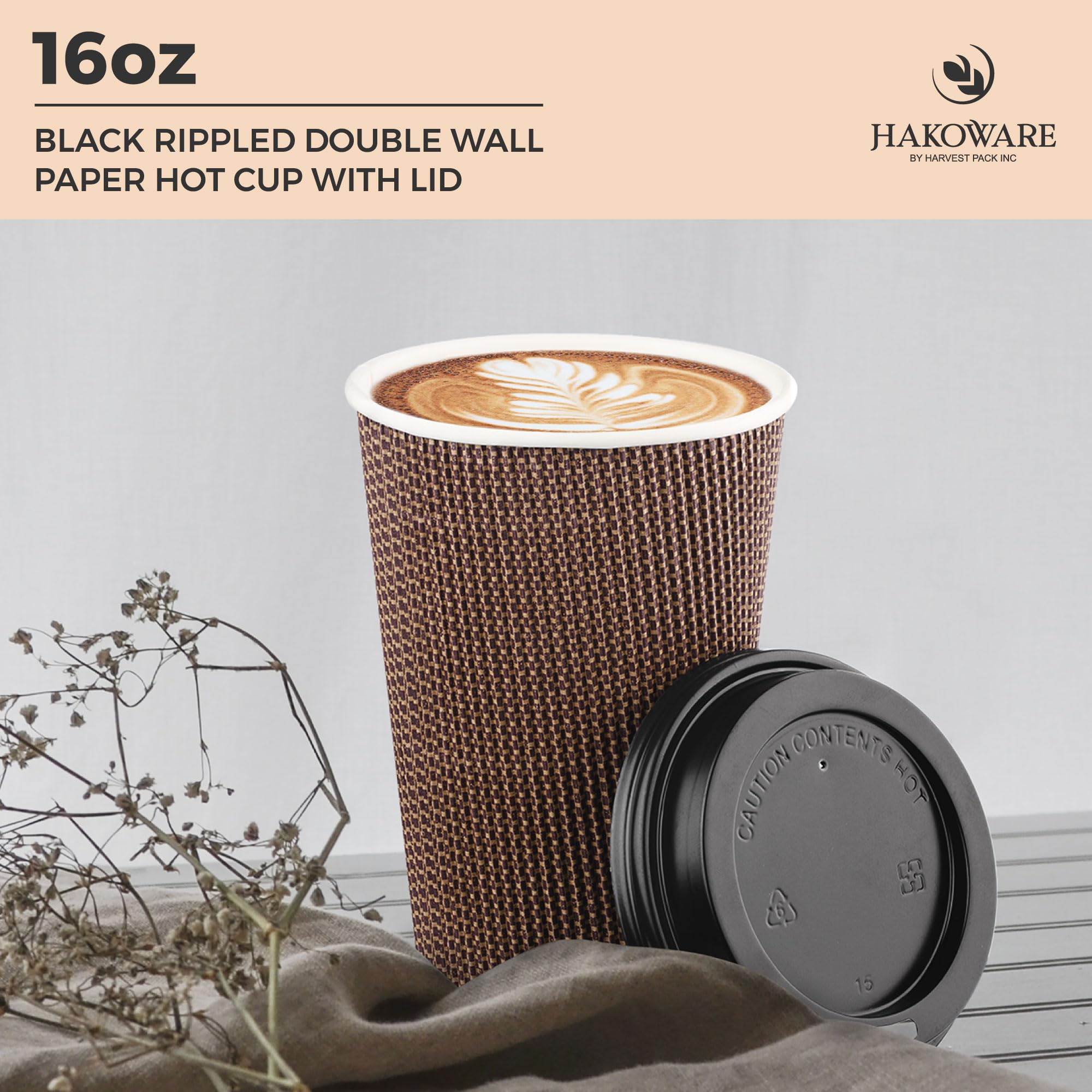 Harvest Pack 16 oz Disposable Coffee Cups with Lids


