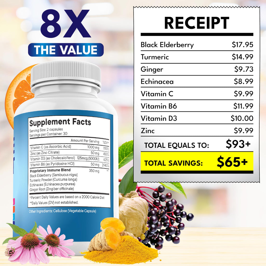 New Age 8 in 1 Immune Support Capsules | Echinacea & D

