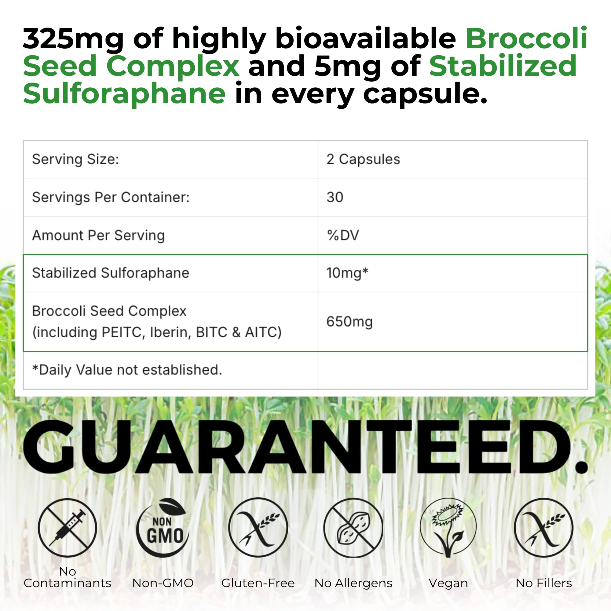 BrocElite Stabilized Sulforaphane Broccoli Supplement

