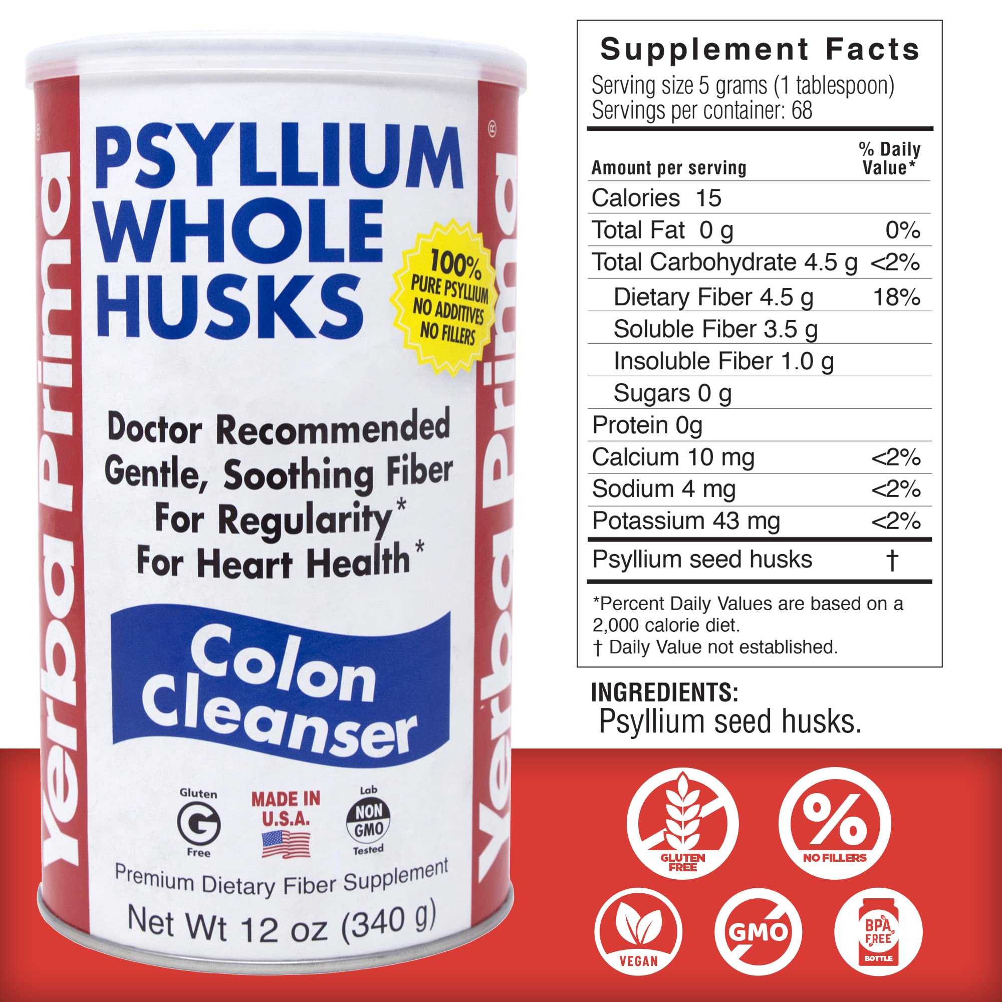Yerba Prima Psyllium Fiber Dietary Fiber Colon Cleanser

