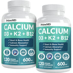 Calcium Citrate with D3 & K2 for Adults - Vegan Calcium Supplement