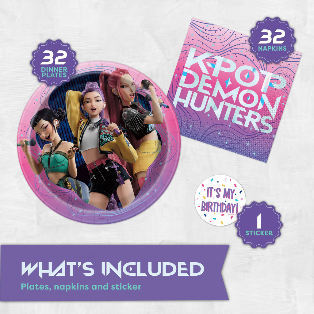 KPop Demon Hunters Plates & Napkins Set | Licensed

