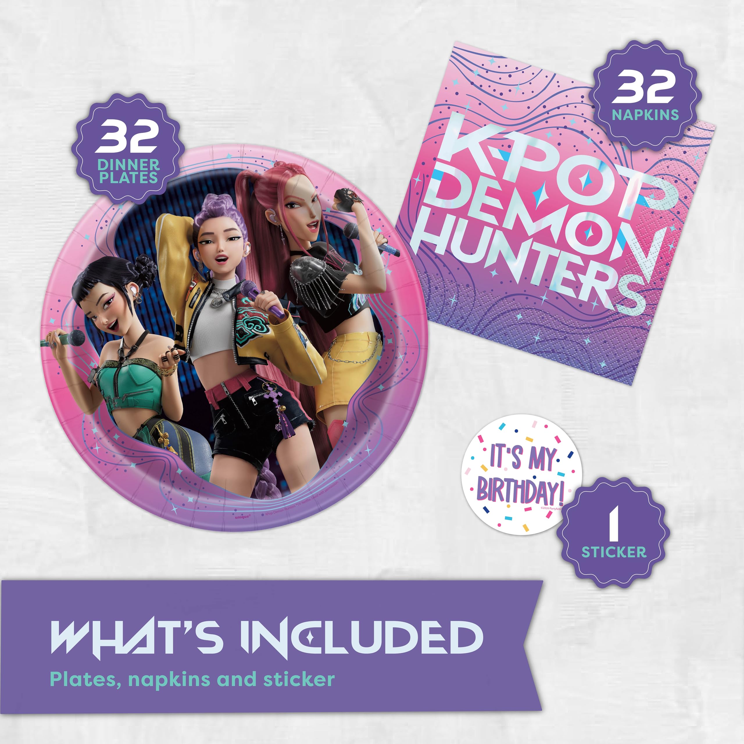 KPop Demon Hunters Plates & Napkins Set | Licensed

