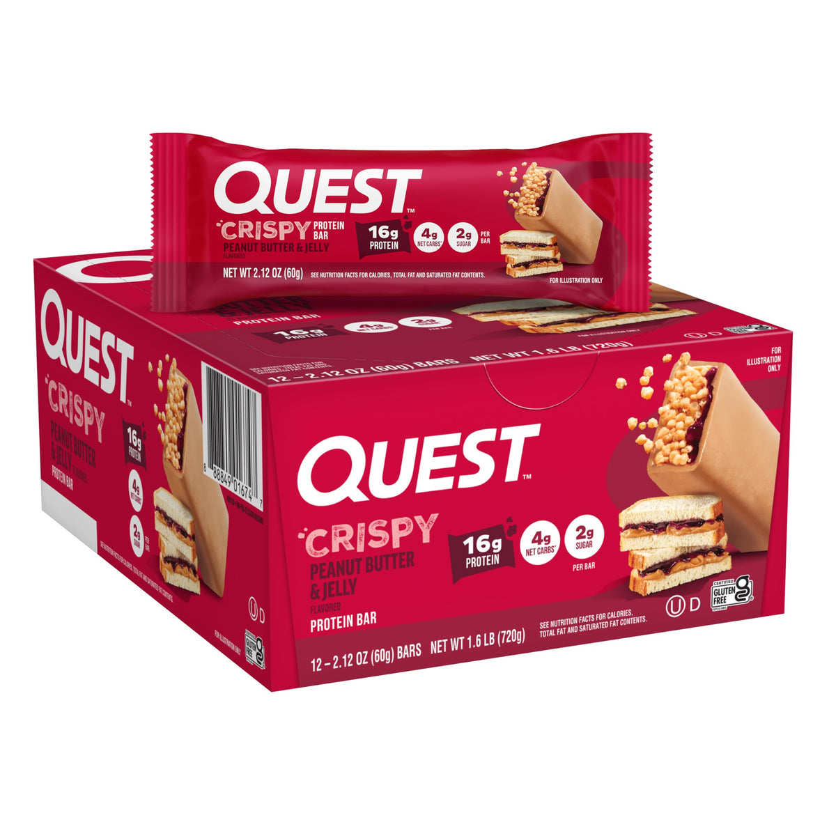 Quest Crispy Protein Bar, 18g Protein, Gluten Free, Keto Friendly