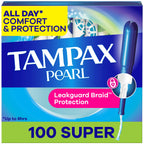 Tampax Pearl Tampons for Women, with LeakGuard Braid, Super Absorbency, Unscented

