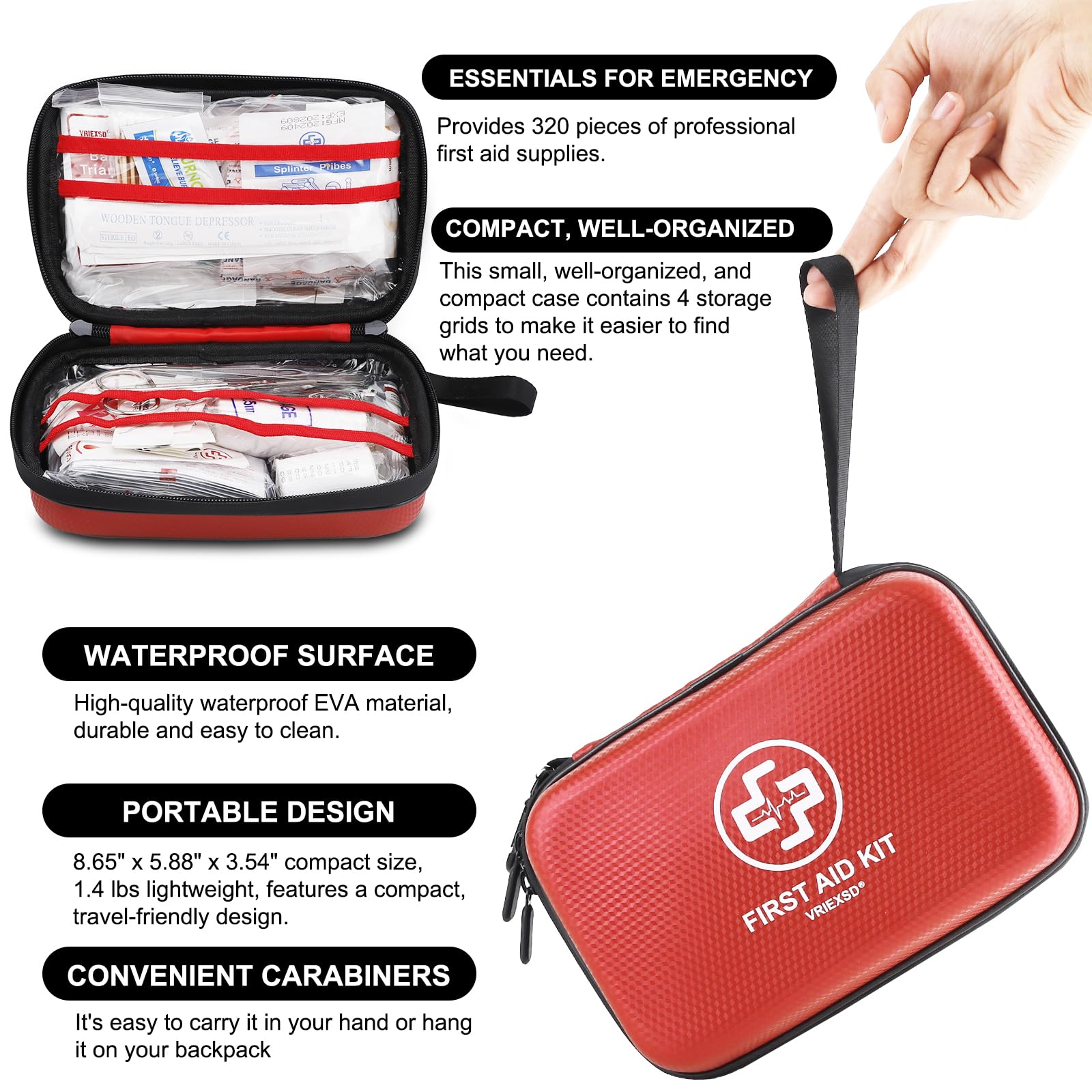 VRIEXSD Premium First Aid Kit for Home and Outdoors

