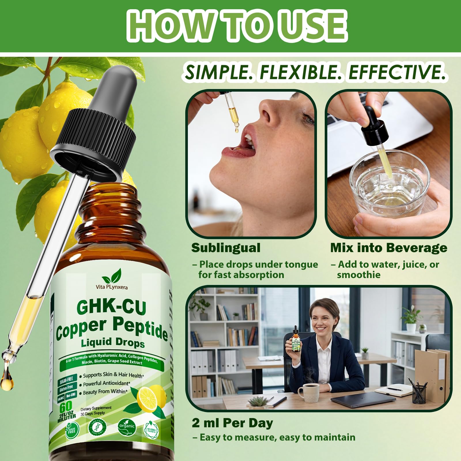 GHK-Cu Peptide Drops by Vita PLynxera – 6-in-1 Beauty

