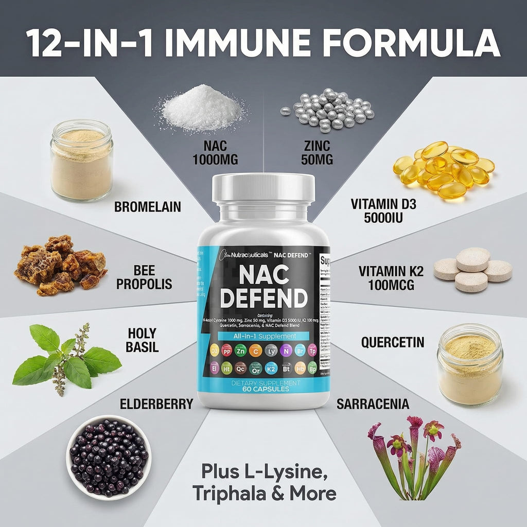 Clean Nutra NAC Immune Support | D3 K2 Zinc Quercetin

