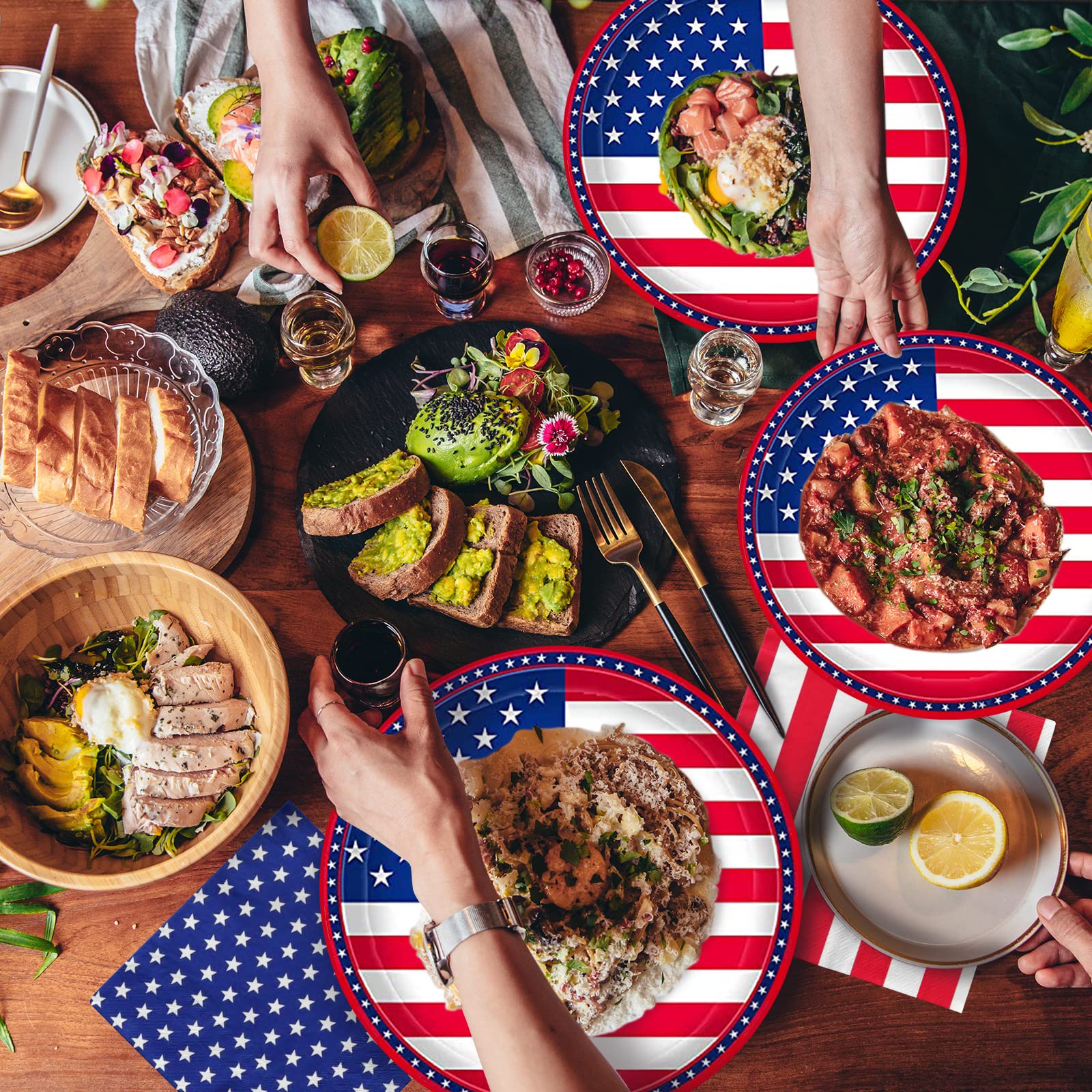 Gatherfun American Flag Plates & Napkins | Patriotic Party


