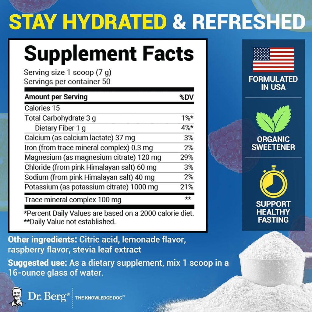 Dr. Berg Zero Sugar Hydration Electrolyte Powder | Potassium 1000 mg

