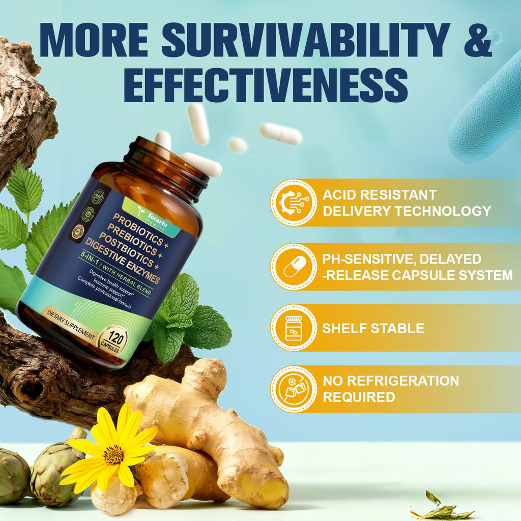 Totaria 5-in-1 Probiotic Prebiotic Postbiotic for Gut Health

