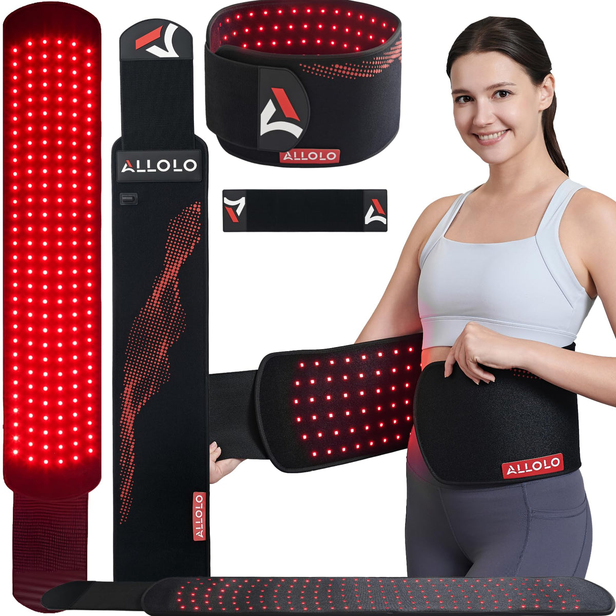 ALLOLO Red Light Therapy Belt with Timer - 3-in-1 LEDs for Body