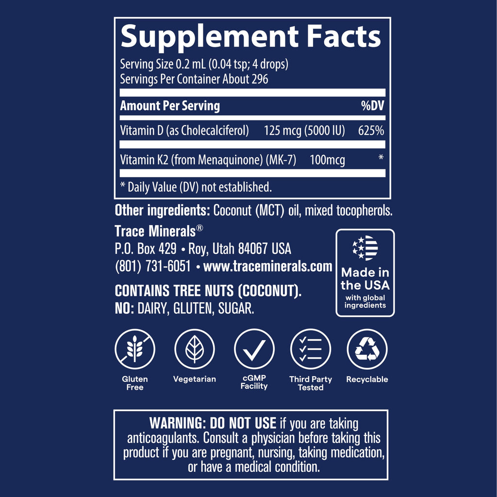 Trace Minerals Ionic Vitamin D and K Supplement

