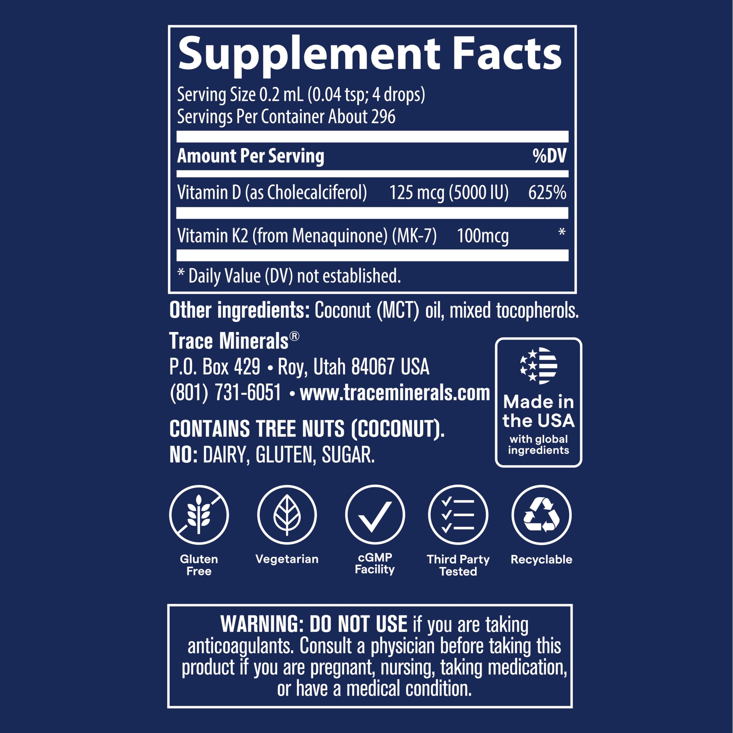 Trace Minerals Ionic Vitamin D and K Supplement

