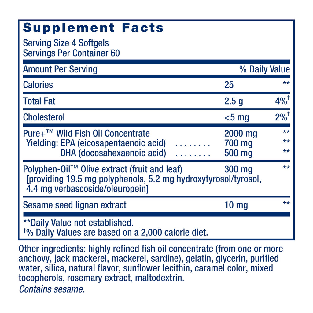 Life Extension Omega-3 EPA/DHA Fish Oil with Olive & Sesame

