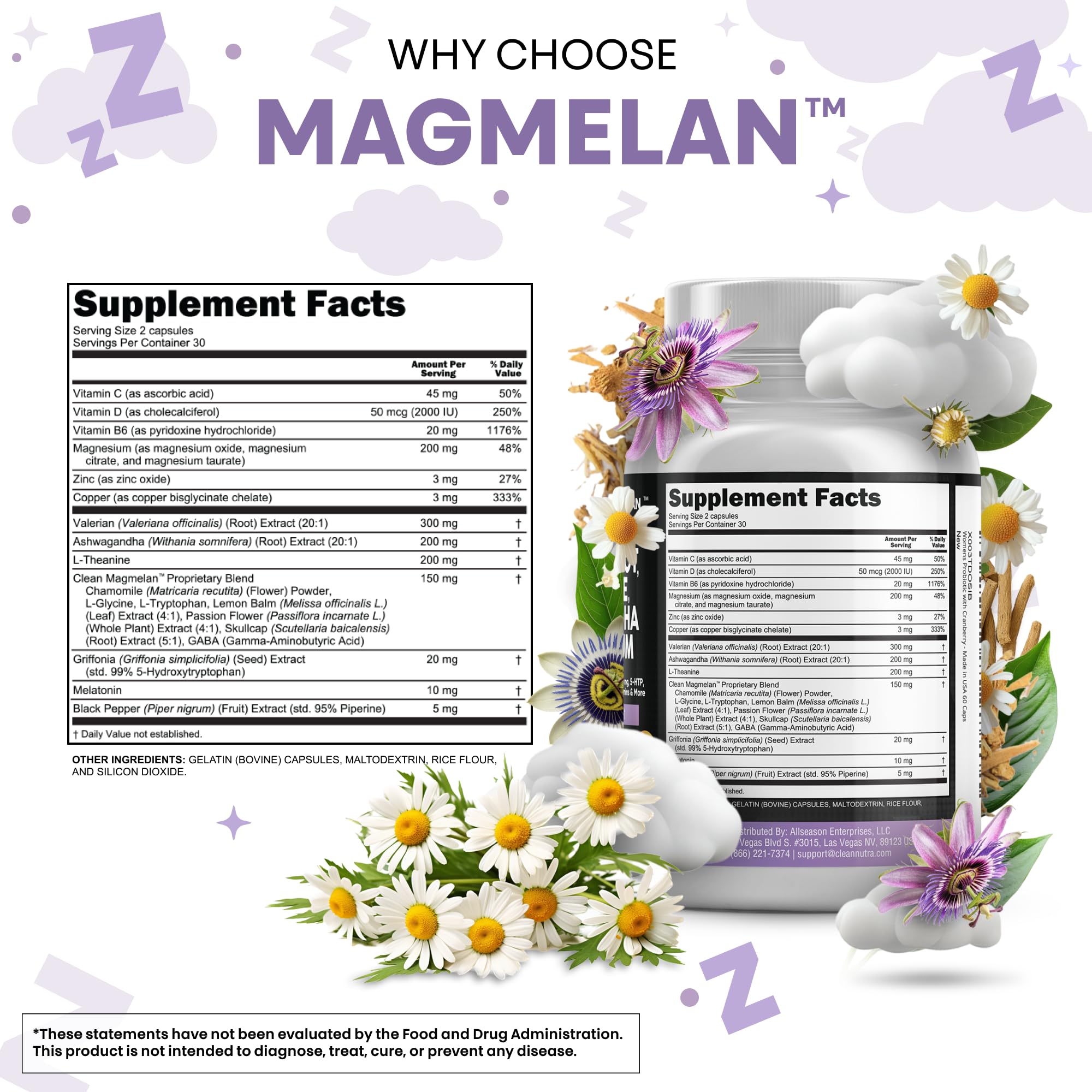 Clean Nutraceuticals Melatonin Sleep Support with L-Theanine


