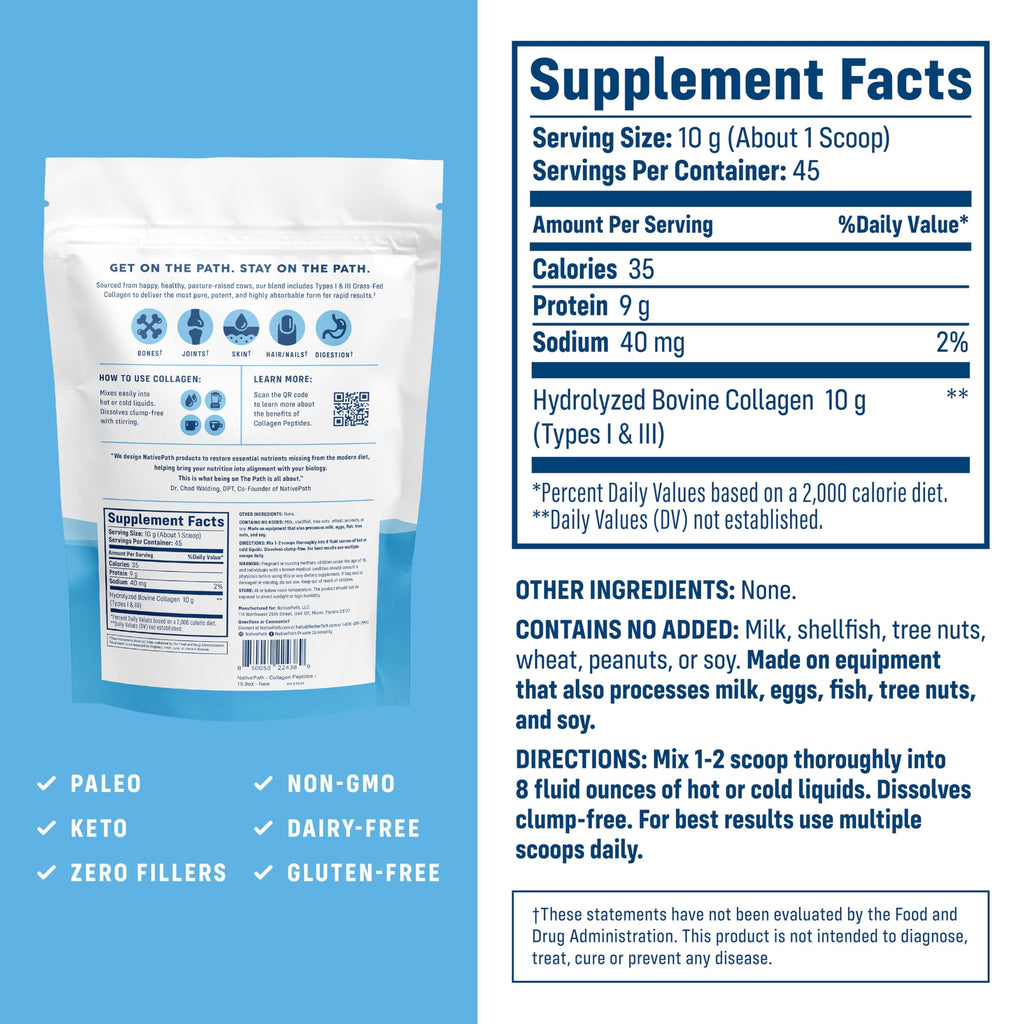 NativePath Collagen Peptides Protein – Hydrolyzed Type 1 & 3 for Skin

