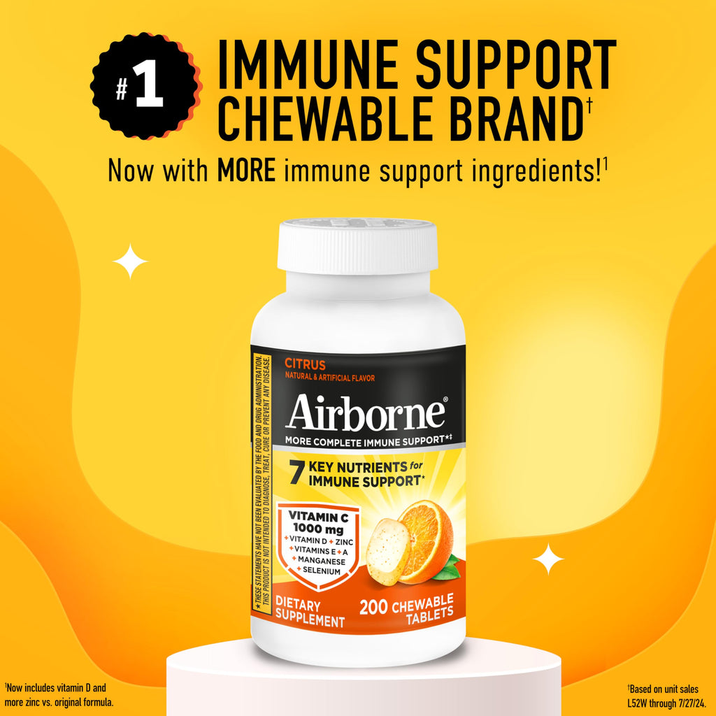 Airborne Immune Support Chewable Tablets Vitamin C 1000 mg


