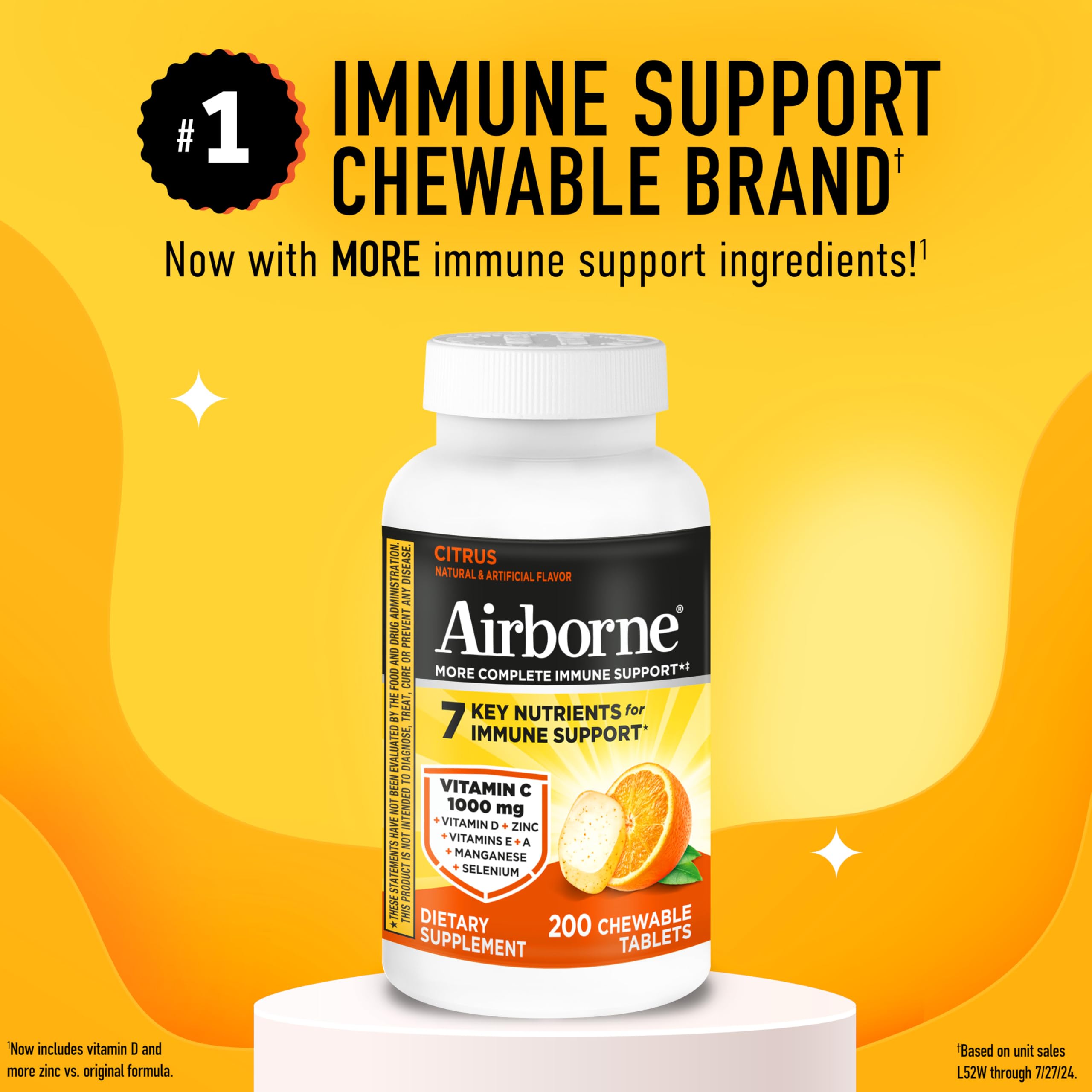 Airborne Immune Support Chewable Tablets Vitamin C 1000 mg

