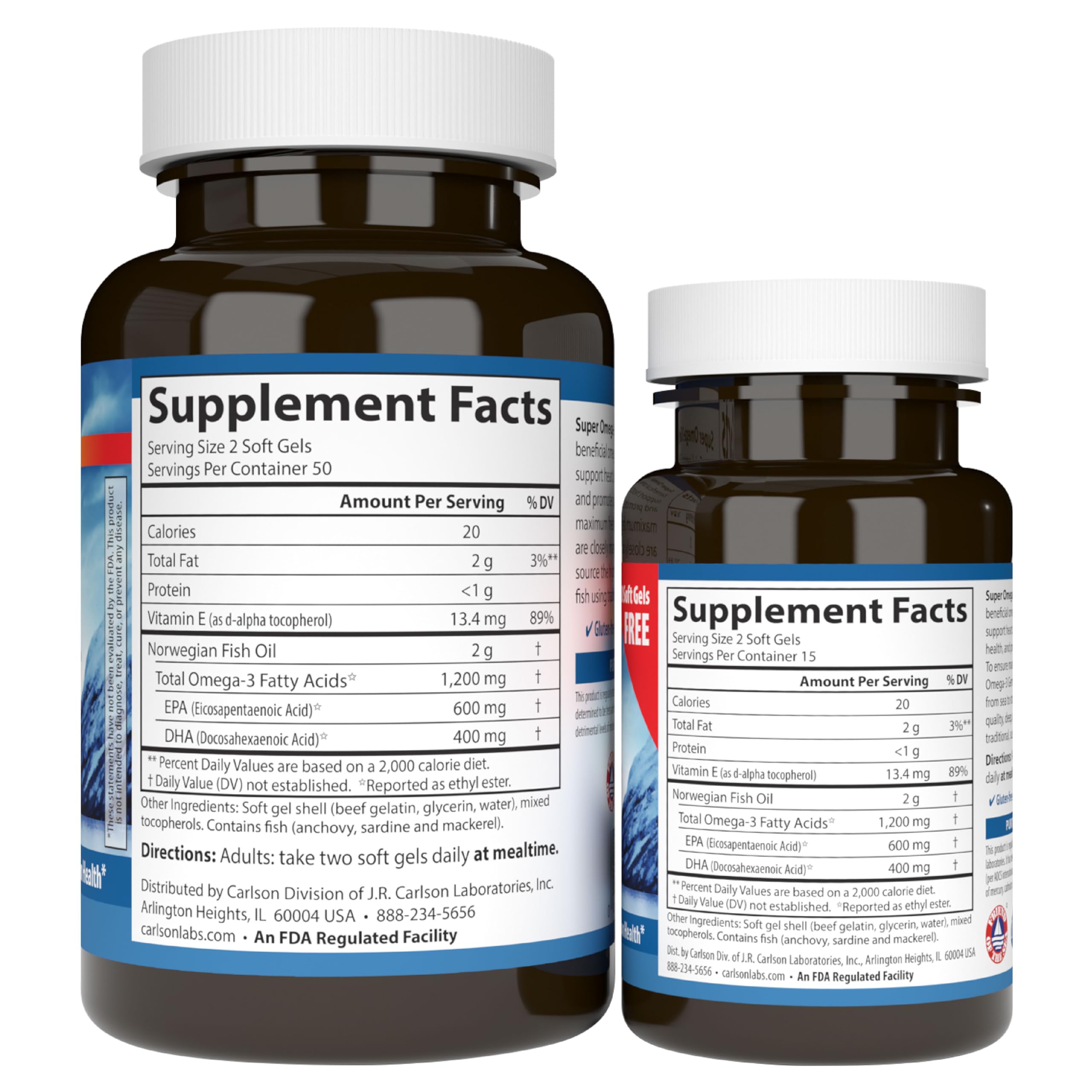 Carlson Super Omega-3 Gems Fish Oil 1200 mg EPA DHA

