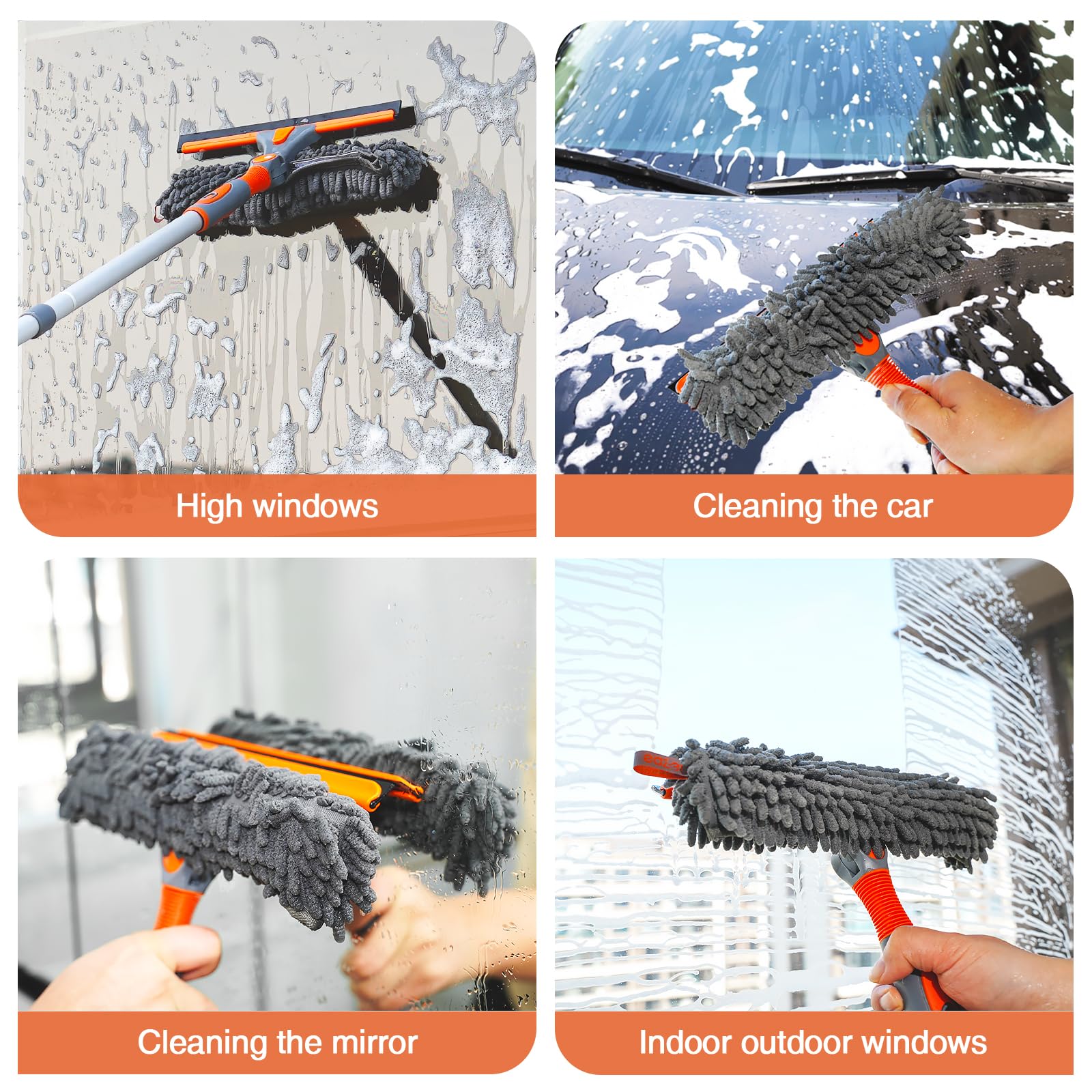 Window Cleaning Tool by Eazer 2-in-1 Rotatable Extension Pole

