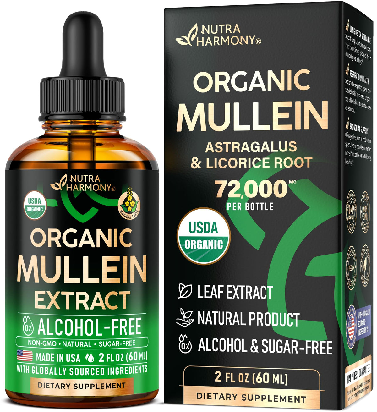 Mullein Drops for Lungs – USDA Organic Mullein Leaf Extract Tincture