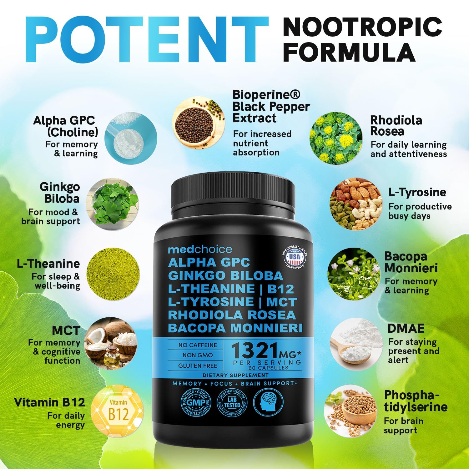 MedChoice Nootropic with Ginkgo Biloba & Bioperine

