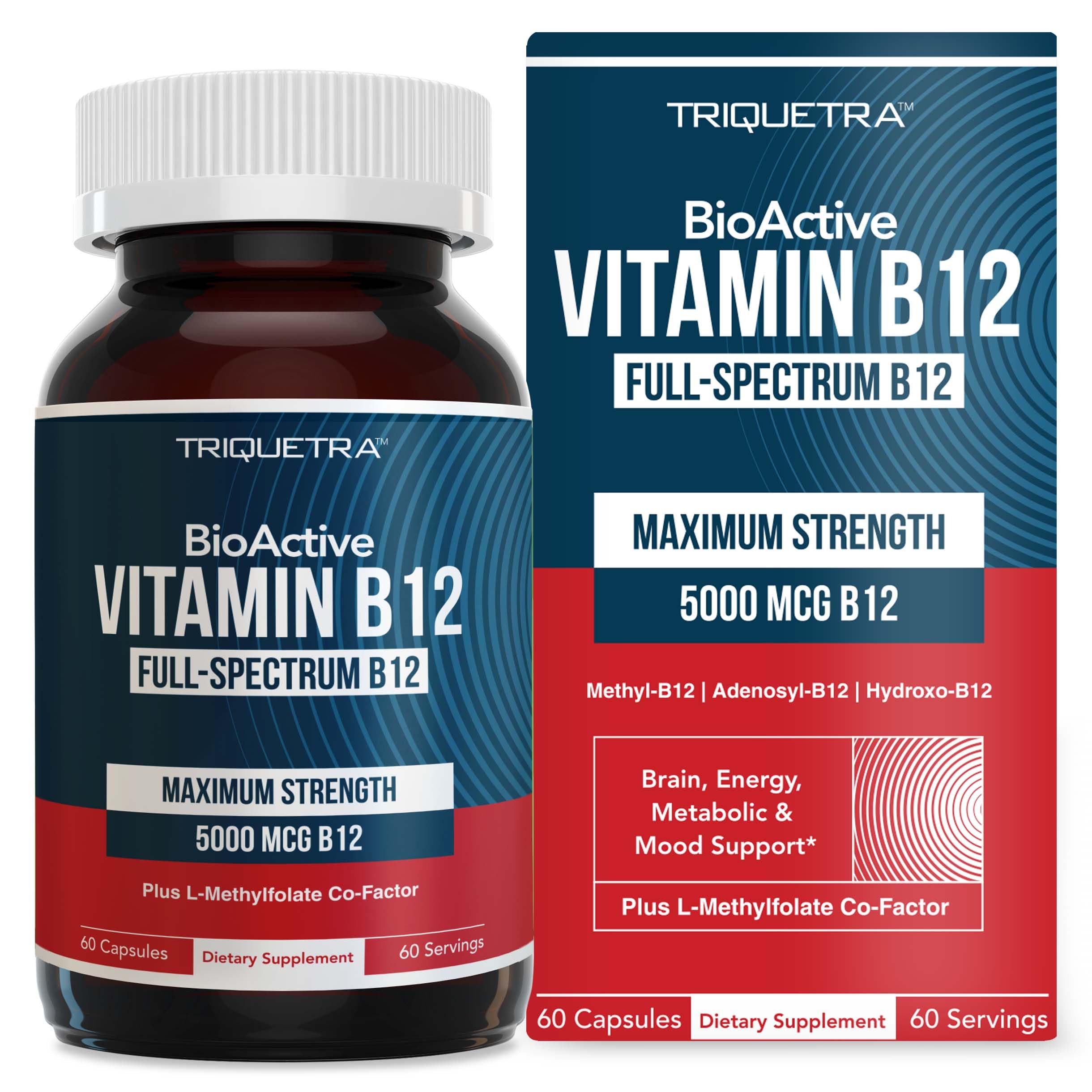 BioActive Vitamin B12 5000 mcg - 3 BioActive Forms, Vegan & Non-GMO