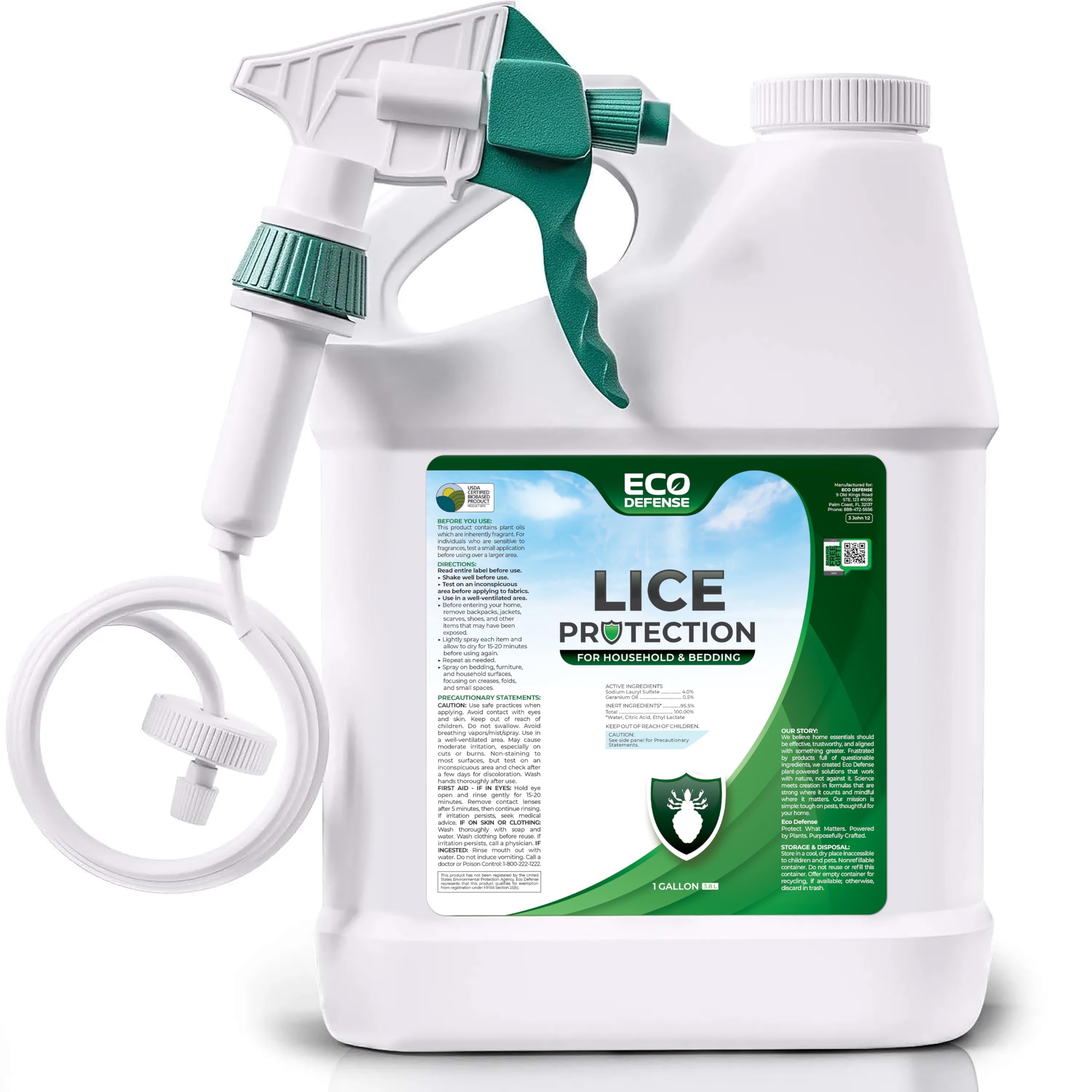 Eco Defense USDA Biobased Lice Spray for Home Surfaces