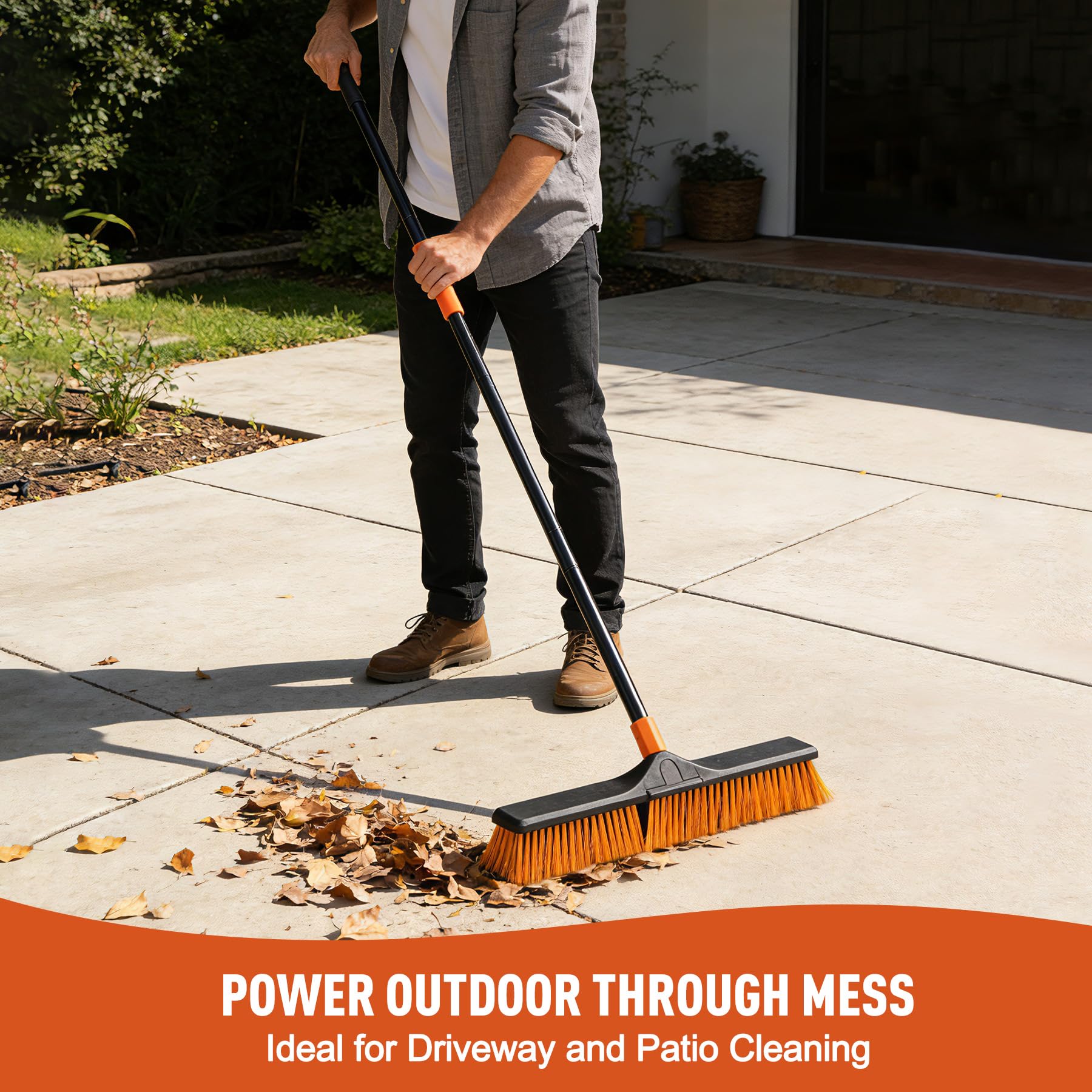 CleanHome Push Broom with Ergonomic Handle - Heavy Duty

